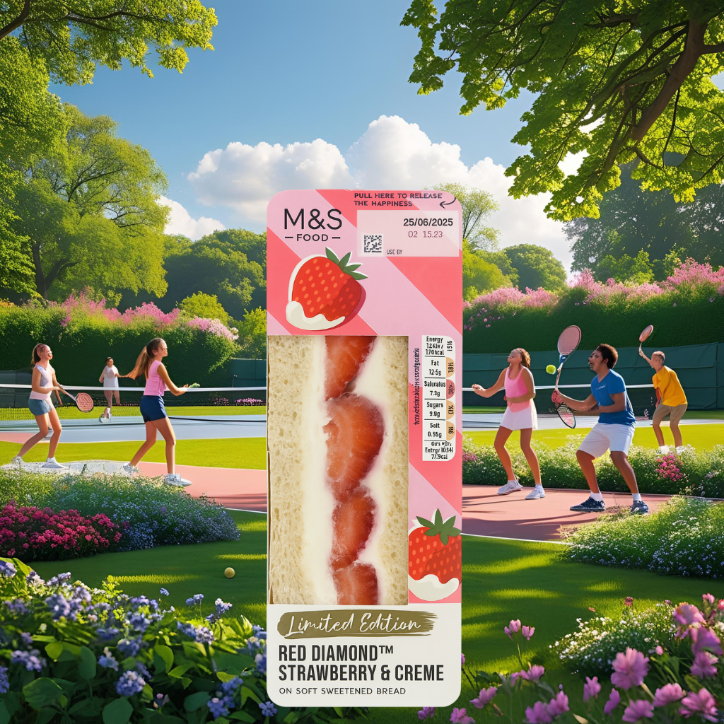 M and S sandwich strawberries and cream